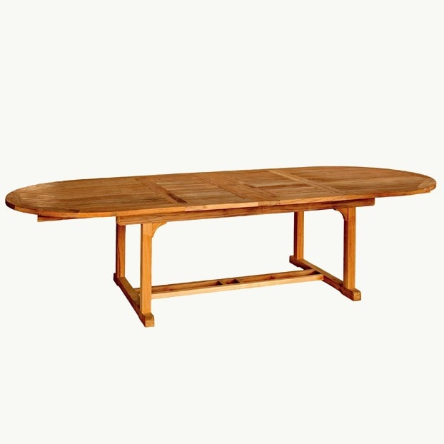 Chelsea 80"–115" Teak Oval Extension Dining Table